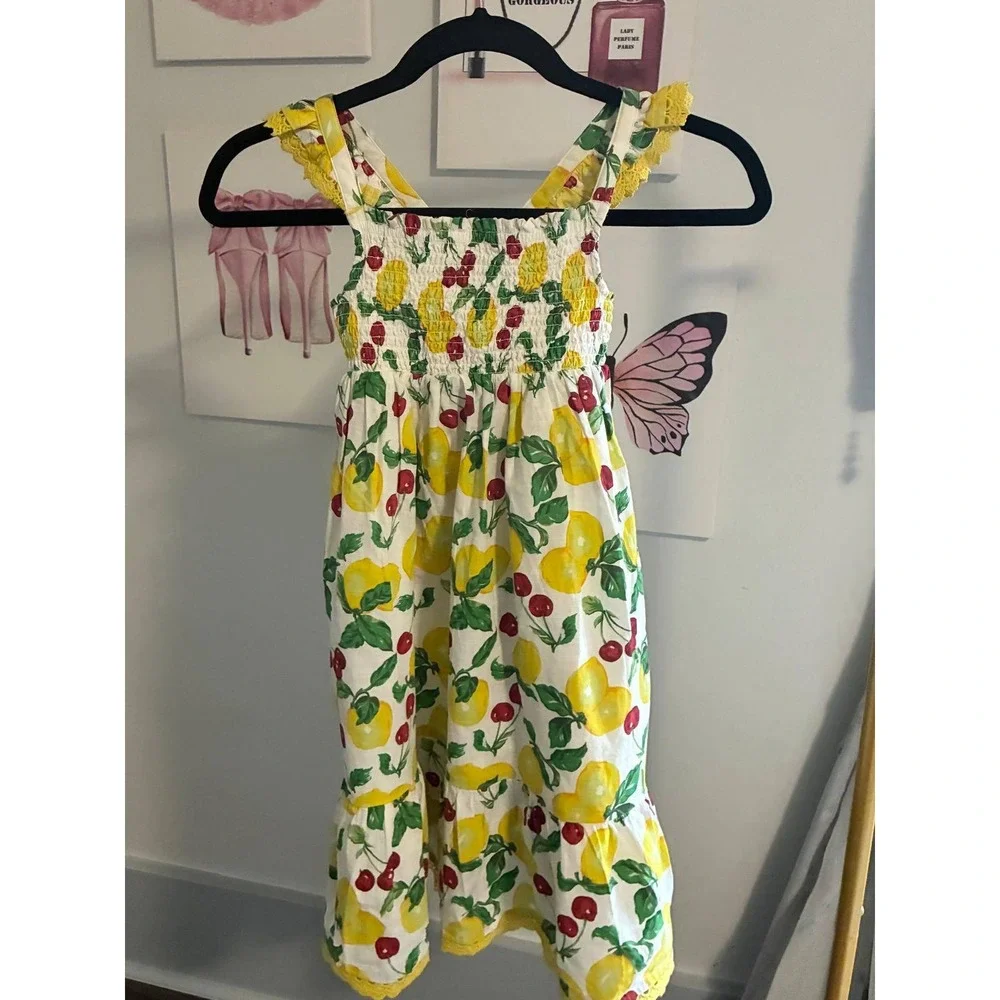 Luella Frill Maxi Sundress Ivory Lemons and Cherries